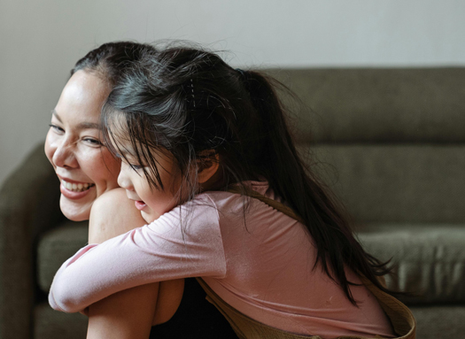 mother and child in apartment housing for low income families